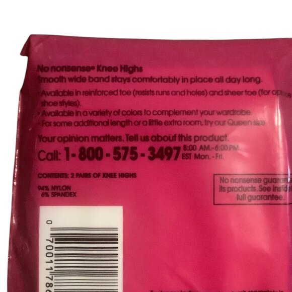 No Nonsense Knee Highs Reinforced Toe One Size Tan 2 Pairs 94% Nylon 6% Spandex - Picture 5 of 5